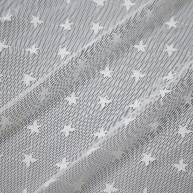 Gray background featuring a white star pattern on nylon and spandex lace