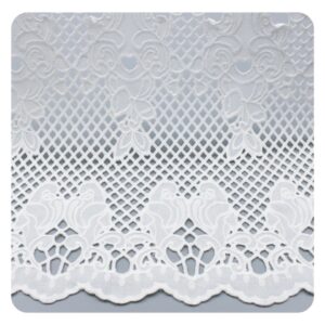 Flower Symmetrical 100% Polyester Voile Eyelet White Fabric Laser Cut Embroidery Fabric for Clothing