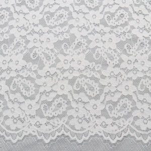 150cm Width Soft White Lace Fabric 90% Nylon 10% Spandex for Sportswear/Lingerie 15cm Pattern Height