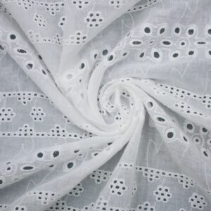 100% Cotton Jacquard Eyelet Fabric White Eyelet Cotton Embroidery Fabric for Clothing
