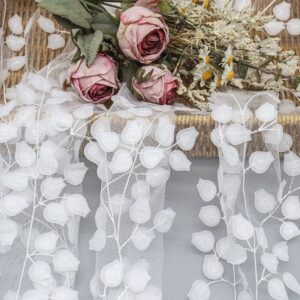Factory Wholesale Bridal Lace Fabric Recycle Leaf 3d Lace Fabric for Dress