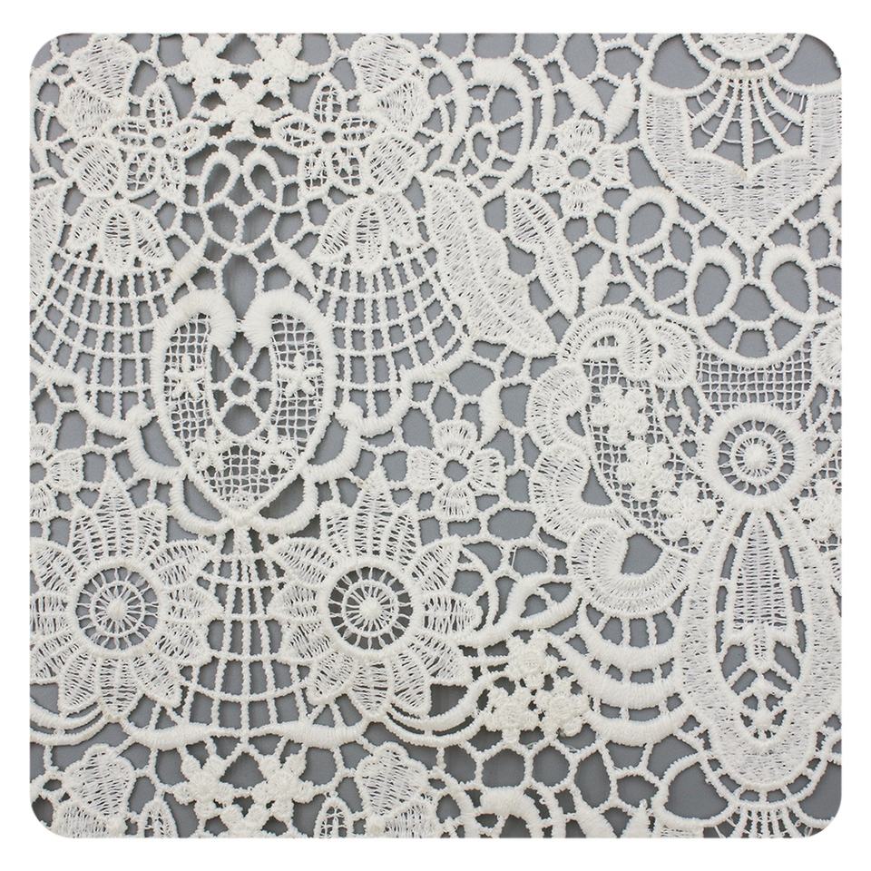 Flower Eyelet 100% Polyester Sequin Water Soluble Embroidery Guipure Cord African Lace Fabric for Dress