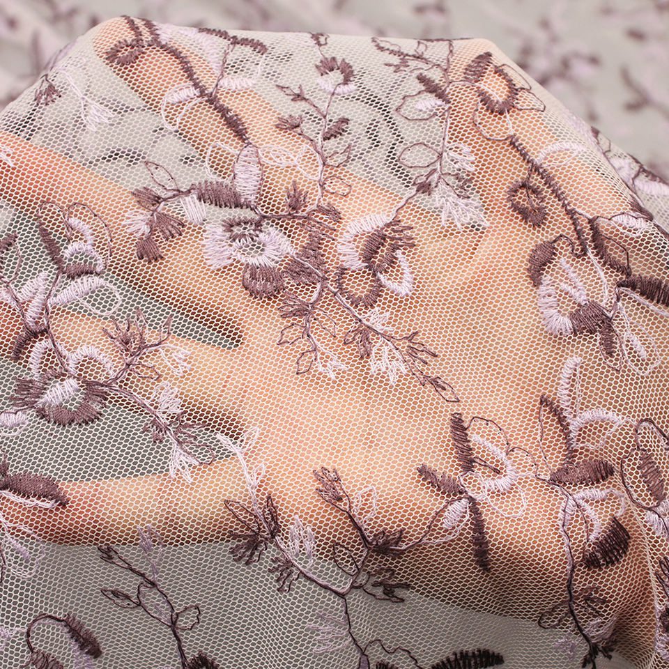 New Design Mesh Embroidery Luxury Lace Fabric pink French Lace Wedding Dress Fabric for Woman Clothing