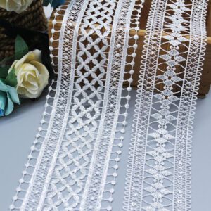 Hot Selling Water Soluble Lace Eyelet Fabric Lace Trimming 100% Polyester Embroidered Fabric for Dress