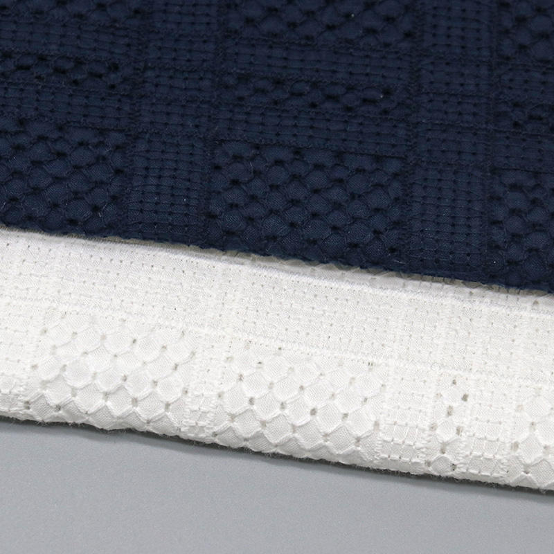 Factory Wholesale Cotton Fabric 100% Cotton Dark Blue Embroidered Fabric for Garment