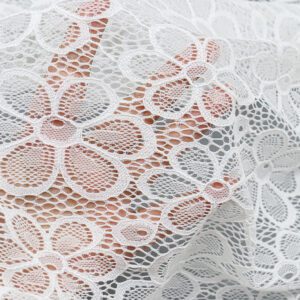 4-Way Stretch Breathable Nylon Spandex Lace Fabric 150cm Wide with 13cm Floral Print for Yoga Wear and Swimwear