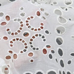 Manufacturer Wholesale Pure Cotton Eyelet Embroidered Fabric Geometry Fabric for Garment