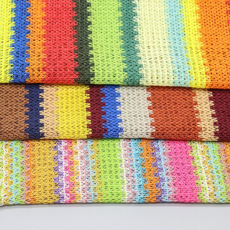 Custom Designer Soft Stripe Crochet Knit Fabric Colours Net Fabric for Dress