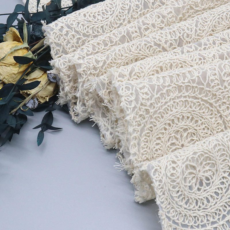 Hot Selling Polyester Cotton Guipure Lace Fabric Embroidery Geometry Luxury Lace Fabric for Clothing
