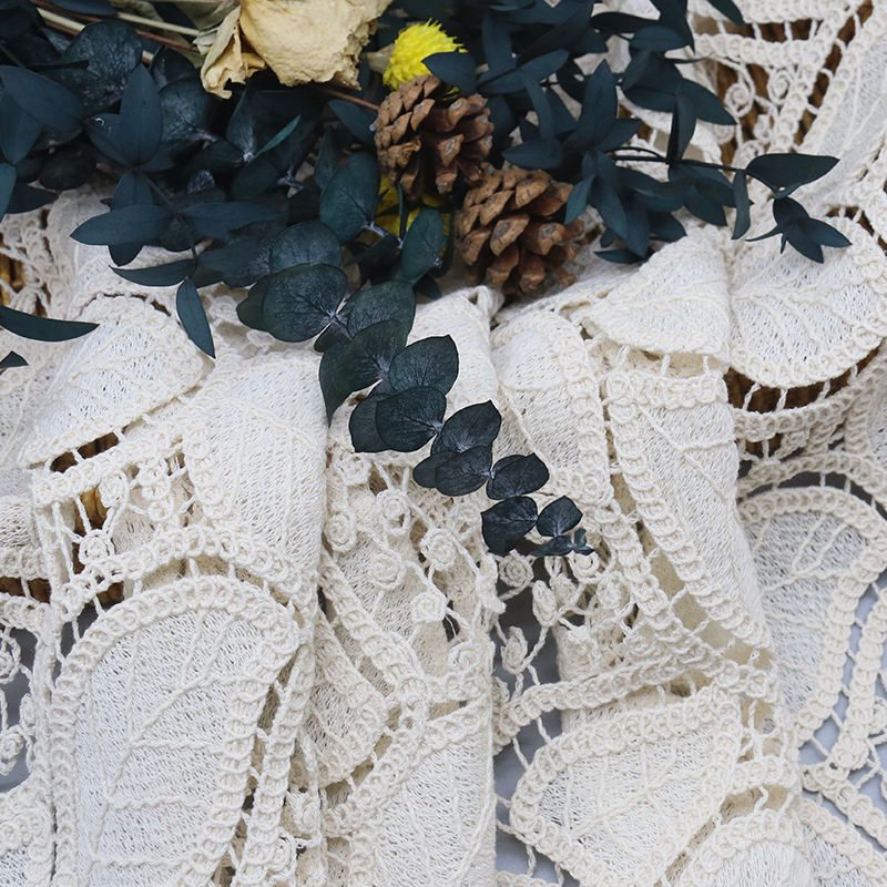 New Arrival Net Polyester Cotton Fabric Flower African Embroidery Guipure Lace Fabric for Dress