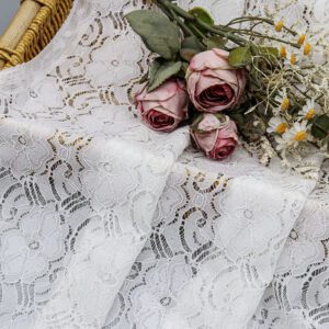 Wholesale Eco-Friendly Breathable Lace Fabric Nylon Spandex 150cm White Soft Elastic 15cm Design OEM