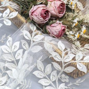 Hot Selling 3d Lace Fabric Luxury Sequins Bridal Lace Fabric for Wedding Dress