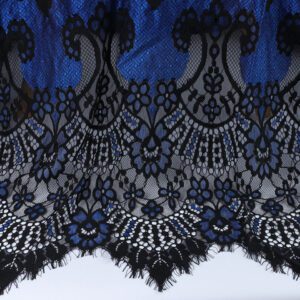 Wholesale Glitter Tulle Lace Black Luxury Eyelash Chantilly Lace Fabric for Women Wedding Dress