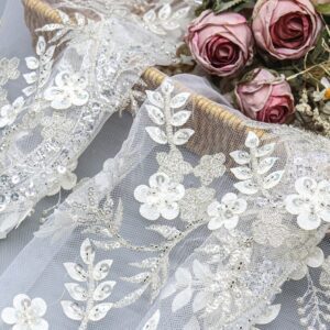 Manufacturer Wholesale Price 3d Embroidery Fabric Premium Mesh Sequin Fabric for Garment