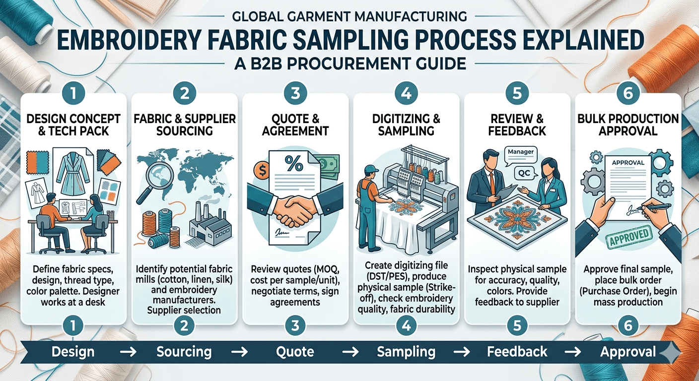 Embroidery Fabric Sampling Process Explained: A B2B Procurement Guide