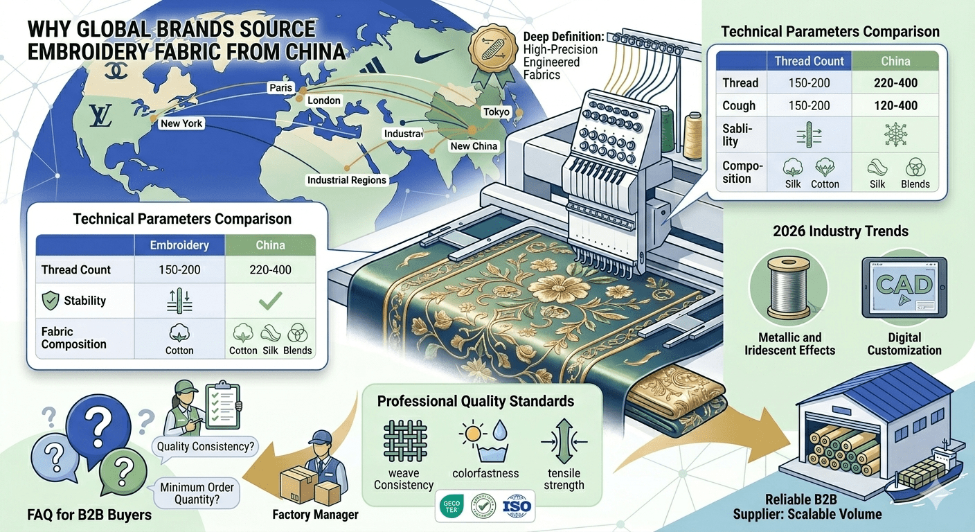 Why Global Brands Source Embroidery Fabric from China