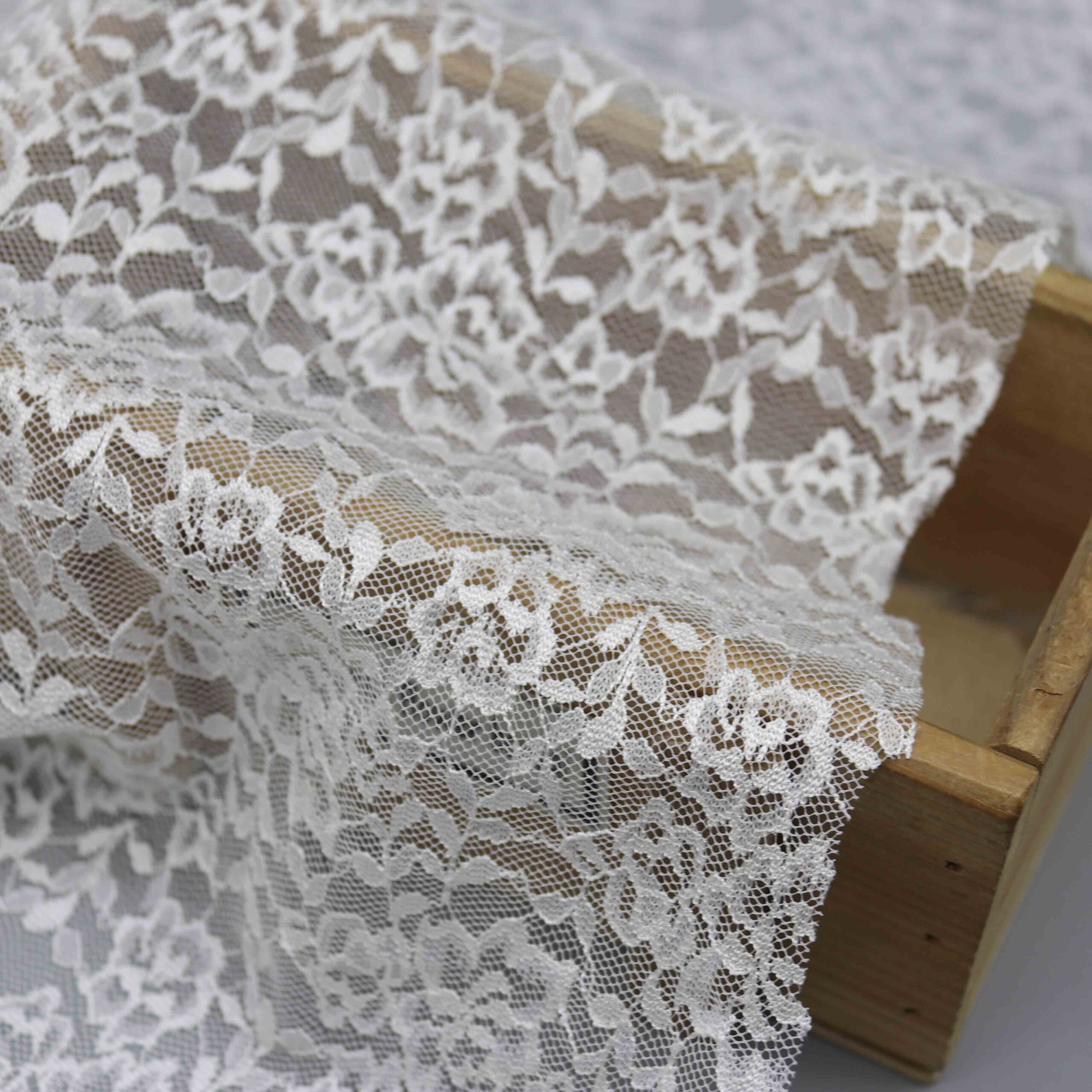 White Foliage Vine Stretch Lace Fabric | SKU HY-75643 8 White Foliage Vine Stretch Lace Fabric | SKU HY-75643