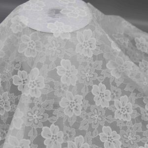 Luxury White Primrose Floral Stretch Lace — SKU: HY-75725