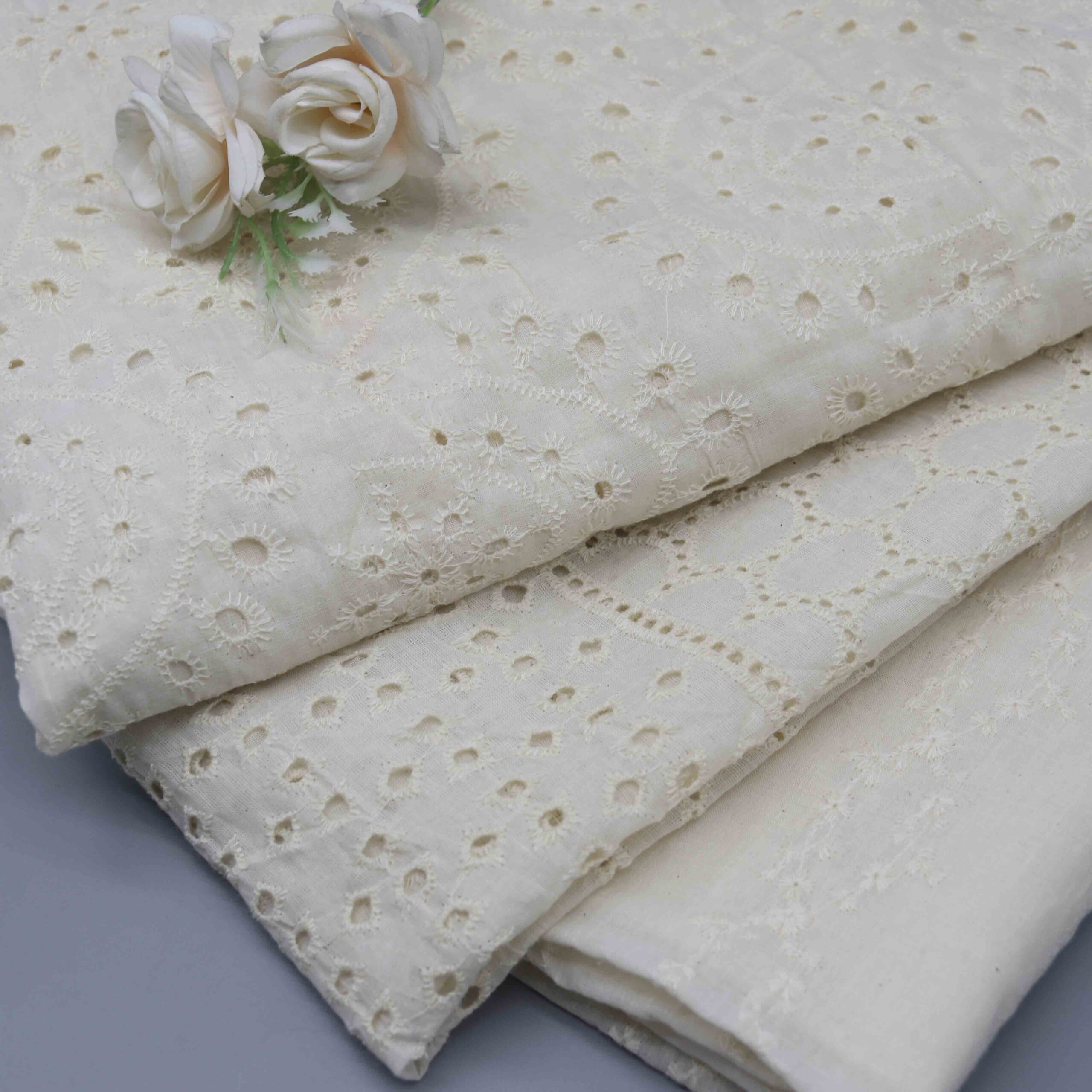 Luxury Ivory Paisley Cotton Eyelet Fabric – SKU: yt26003 8 Luxury Ivory Paisley Cotton Eyelet Fabric – SKU: yt26003