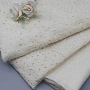 Luxury Ivory Paisley Cotton Eyelet Fabric – SKU: yt26003