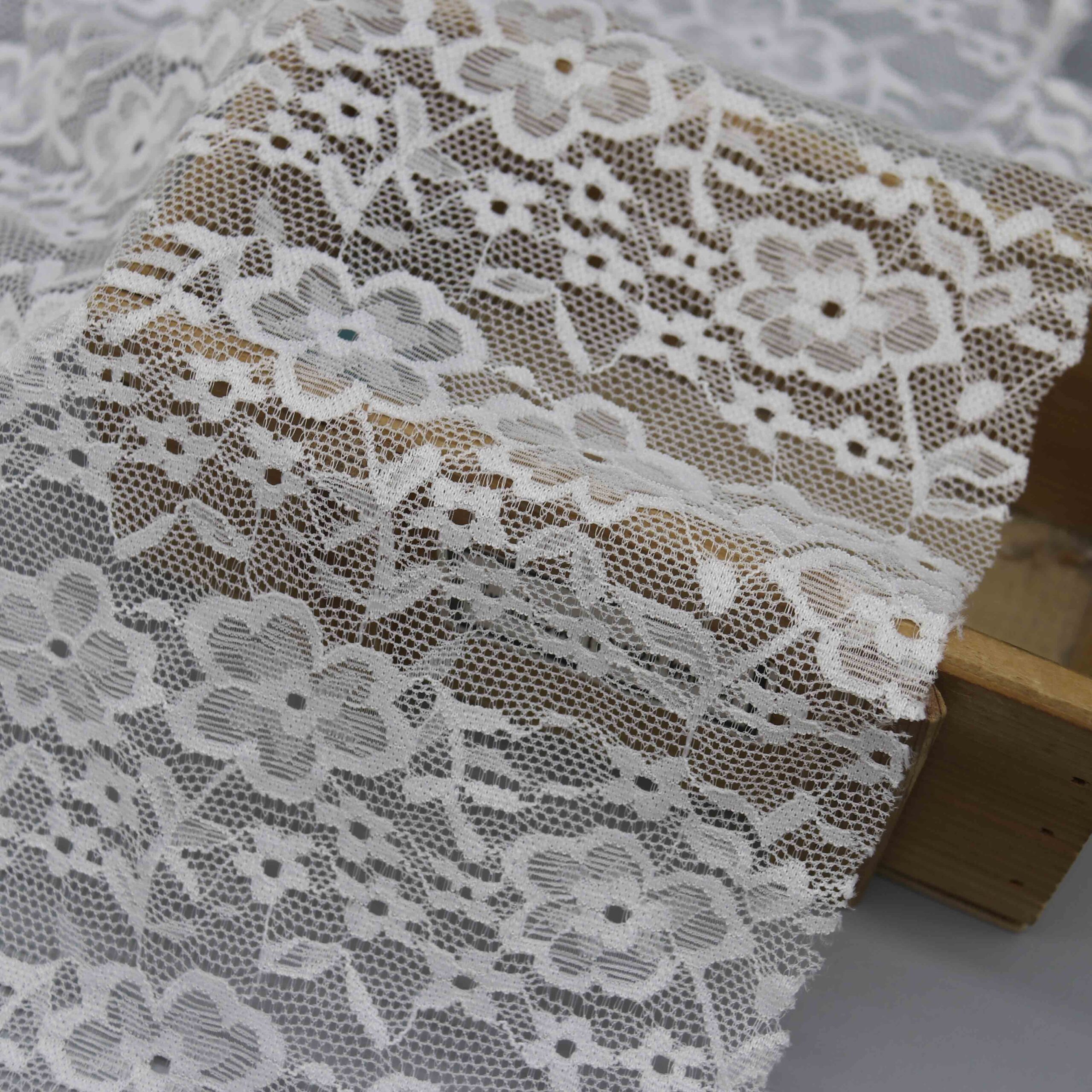 Premium White Floral Nylon Lace Fabric | Elegant Bridal & Evening Wear 8 White Floral Nylon Lace Fabric (SKU: HC-8109)