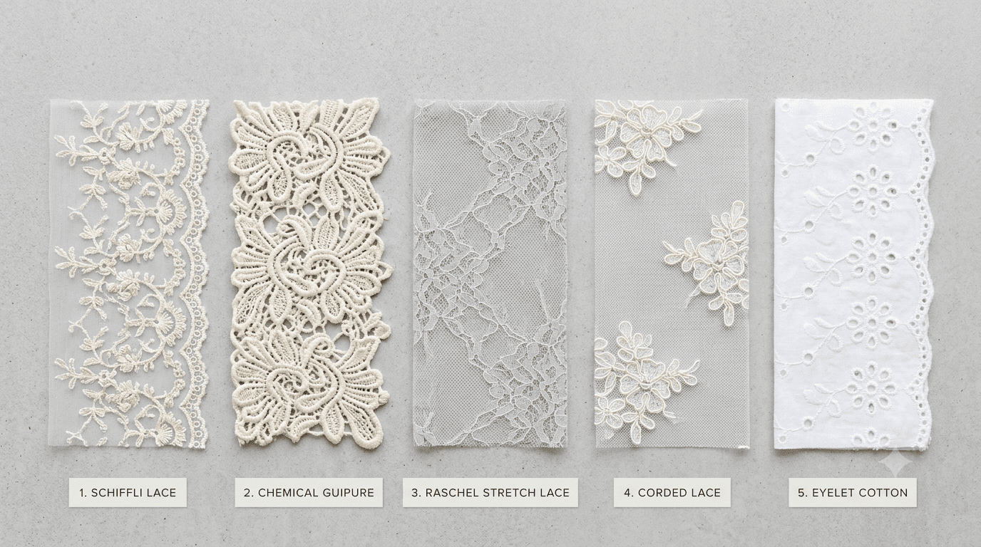 Embroidered Lace Fabric Guide: B2B Sourcing & Custom Production 2 embroidered lace fabric samples