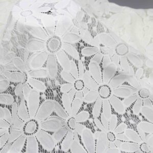 Ivory Floral Embroidery Lace Fabric | Premium Bridal Mesh