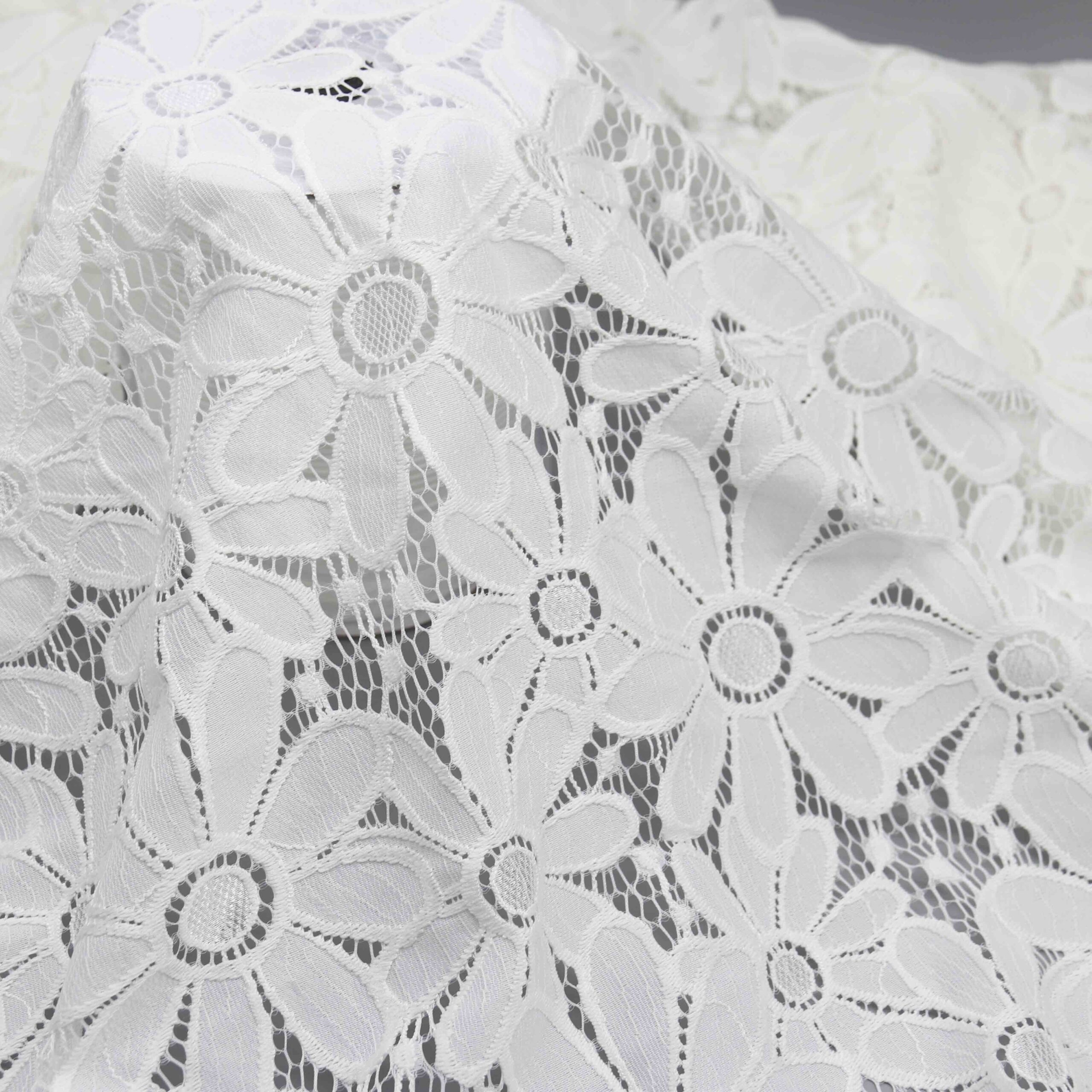 Ivory Floral Embroidery Lace Fabric | Premium Bridal Mesh 7 Ivory Floral Embroidery Lace Fabric