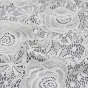 Premium Ivory Rose Nylon Lace Fabric | Elegant Floral Trim