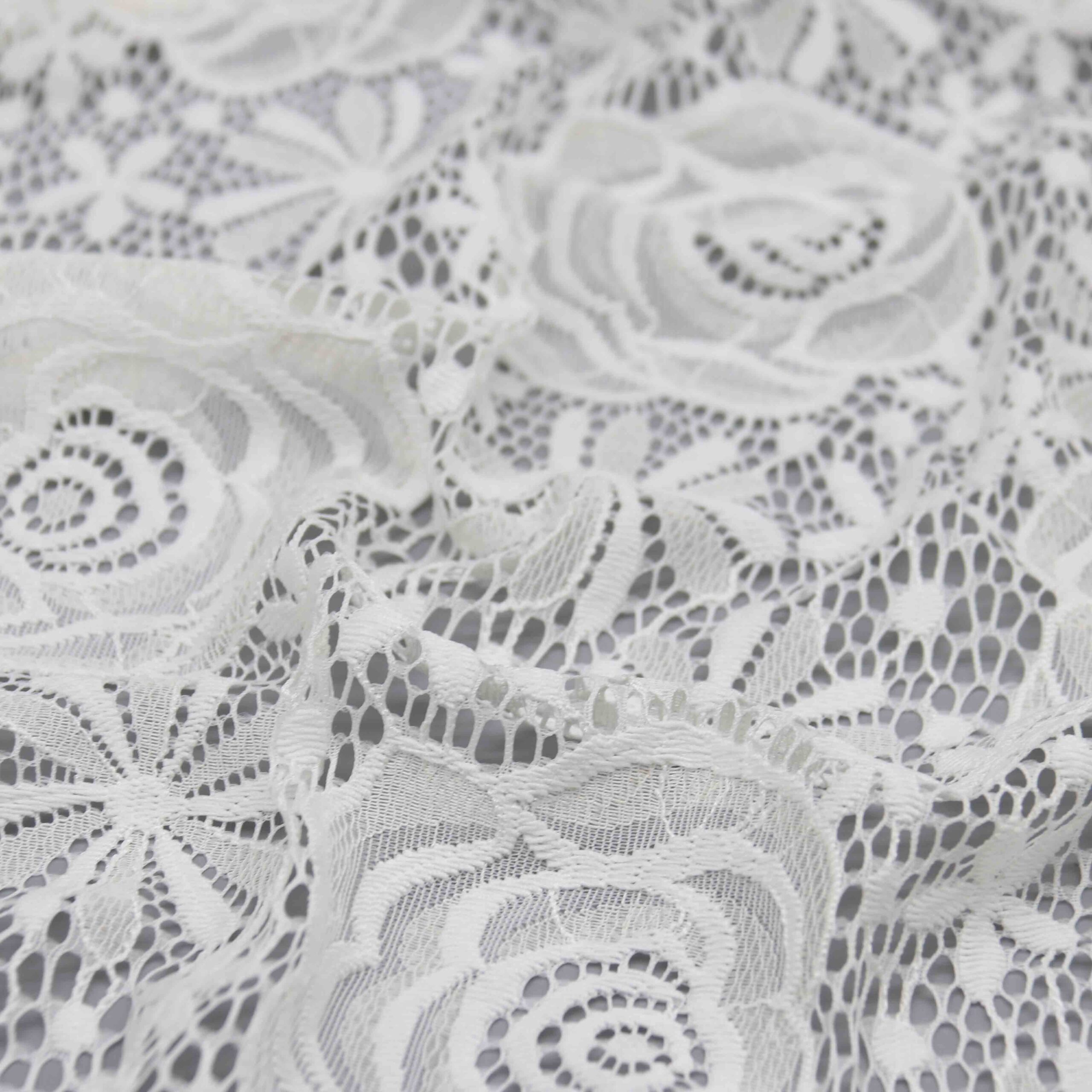 Premium Ivory Rose Nylon Lace Fabric | Elegant Floral Trim 8 Premium Ivory Rose Nylon Lace Fabric | Elegant Floral Trim