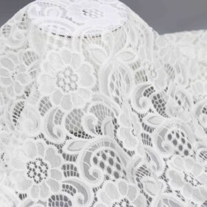 Luxury White Floral Nylon Lace Fabric | Elegant Apparel
