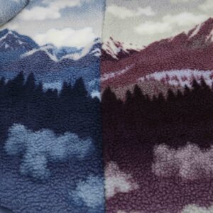 Printed Sherpa Fleece Fabric | Mountain Landscape Teddy