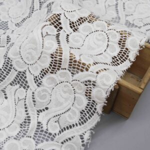 Off-White Paisley Floral Lace Fabric