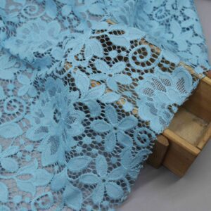 Premium Sky Blue Floral Guipure Lace Fabric | HY-05171
