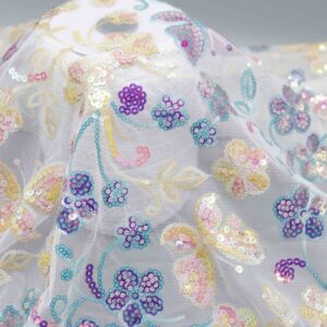 Multi Color Floral Sequin Mesh Fabric by the Yard | YT260608