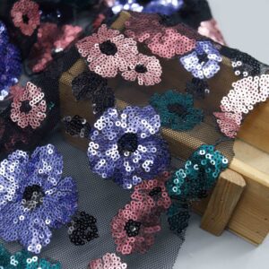 Floral Sequin Mesh Fabric By The Yard - SKU YT260609