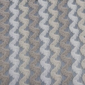 uxury Beige Chevron Knit Lace Fabric | Premium Apparel Textile