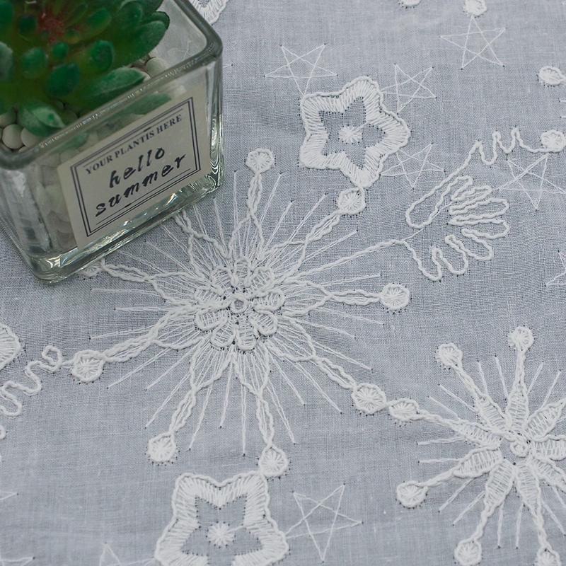 star pattern cotton embroidered fabric by YiTuo