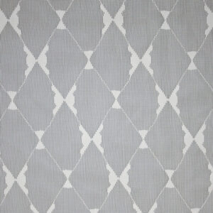Gray and white patterned rug featuring a diamond design, made from nylon and spandex lace fabric
