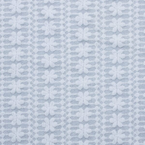 White lace fabric featuring floral patterns, made from nylon and spandex for added stretch and durability
