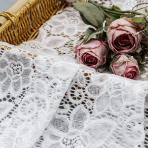 High Elastic Breathable Eco-Friendly Lace Fabric 90% Nylon 10% Spandex 150cm Width Custom Print 25cm for Activewear