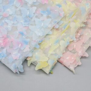 Manufacturer Wholesale Polyester Print 3d Lace Fabric butterfly Net Fabric for Dress