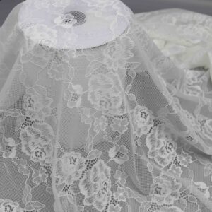 Premium White Dainty Floral Stretch Lace — SKU: HY-75540