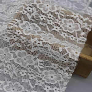 White Floral Nylon Lace Fabric (SKU: HC-8109)