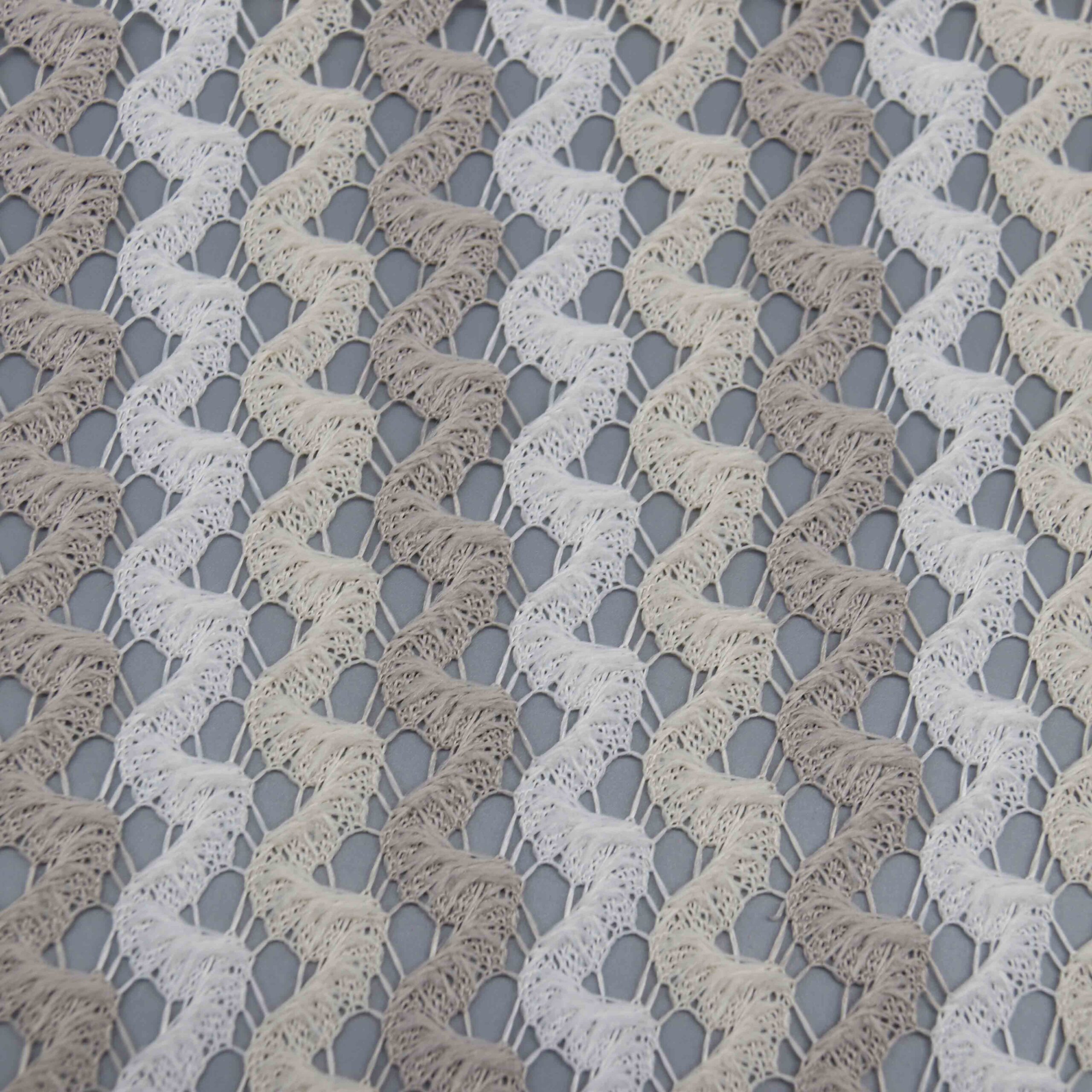 Premium Multi-Tone Beige Chevron Knit Lace Fabric – RT-AS496 7 uxury Beige Chevron Knit Lace Fabric | Premium Apparel Textile