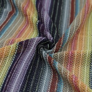 Multicolor Crochet Knit Fabric | Openwork Striped Mesh