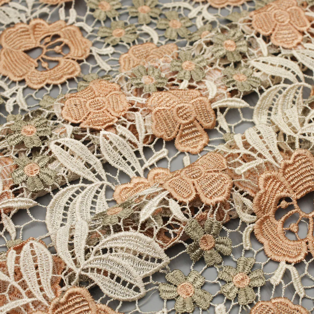 New Design Florals Polyester Water Soluble Cord Lace African Lace Guipure Fabric for Dress