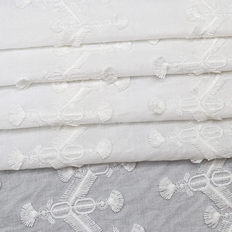 Hot Selling Tassel White Lace Fabric Geometry Polyester Cotton Bridal Fabric for Dress 11 Hot Selling Tassel White Lace Fabric Geometry Polyester Cotton Bridal Fabric for Dress