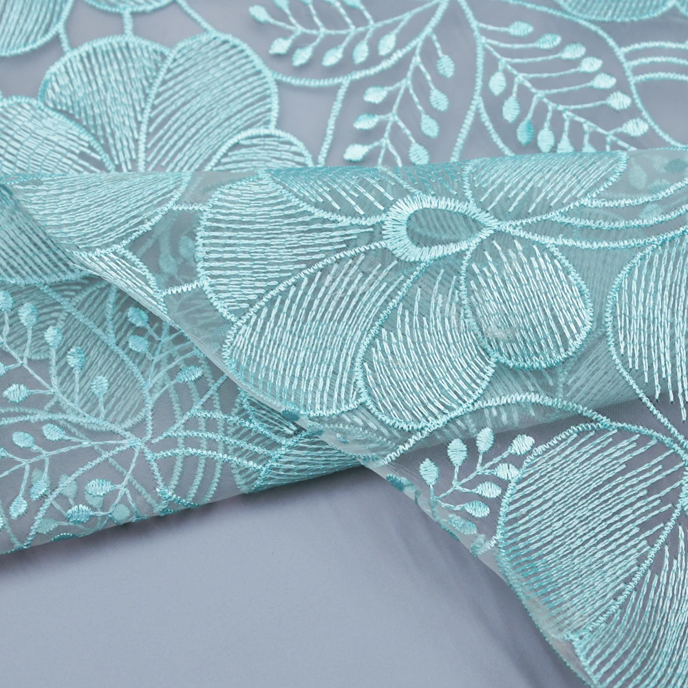 Factory OEM Mesh Lace 100% Polyester Organza Embroidery Fabric Lace for Making Dress Wedding