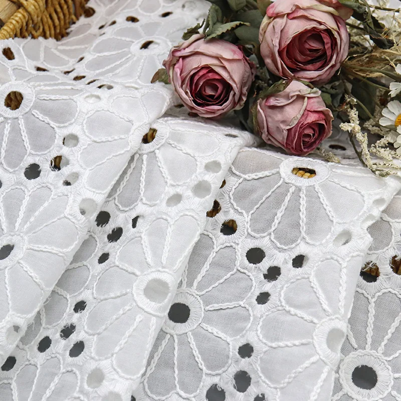 Custom Fancy Eyelet Heavy Weight 100% Cotton White Lace Fabric Bridal Fabric for Wedding Dress 11 Custom Fancy Eyelet Heavy Weight 100% Cotton White Lace Fabric Bridal Fabric for Wedding Dress